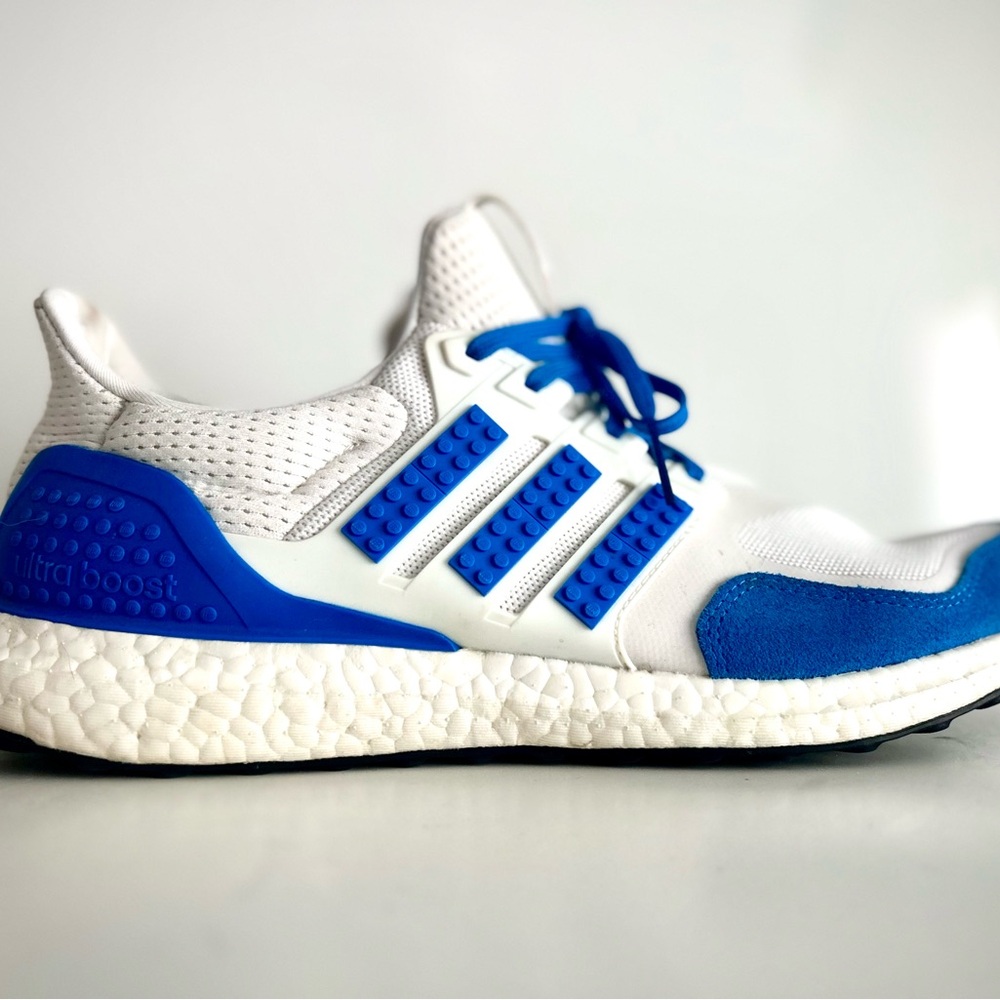 *SPECIAL* adidas UltraBoost x LEGO Running Shoes, Size 11, White/Blue